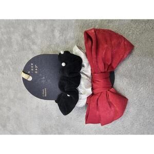New A New Day 3 pack scrunchie red/black/ speckled gold W/Bow and Pearl Accents
